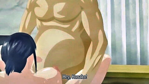 Pregnant Kanako hentai scene with muscular man penetrating from behind