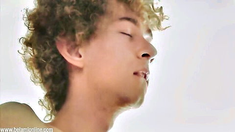 Curly-haired twink Andy McAllister in ecstasy, Bel Ami gay porn close-up