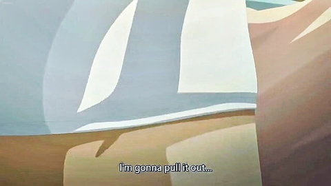 Hentai anime scene from Hajimete No Hitozuma with woman in white dress anticipating pull out