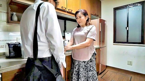 Chiyoko Kawabata mature Japanese MILF chats with son's friend in JAV scene