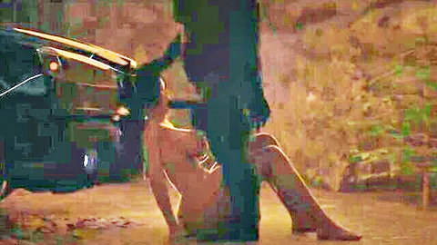 Sophie nude in woods, dominated by suited man near car