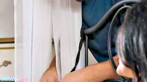 Nia Bleu giving intense oral sex in New Sensations scene
