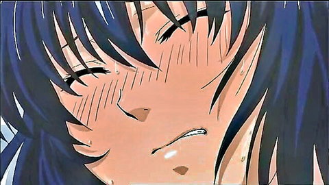 Busty anime girl with flushed ecstatic face during creampie sex