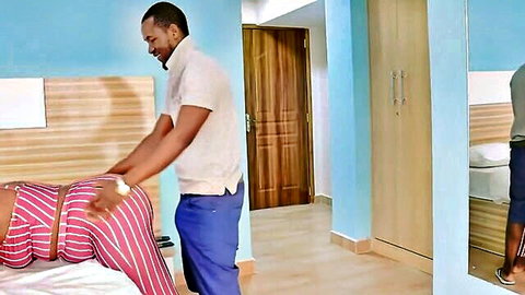 Kenyan thick ebony babe's big ass grabbed by black stud in amateur scene
