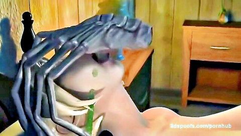 3D hentai alien spider creampie on horny animated chick
