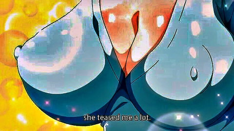 Busty hentai anime girl teasing with massive exposed breasts