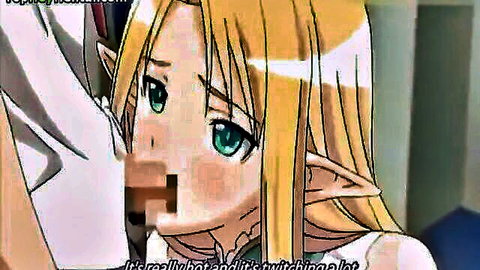 Blonde elf hentai girl in explicit oral sex scene