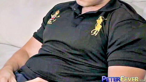 Axel Kane in tight black polo shirt, muscular Asian gay porn preview