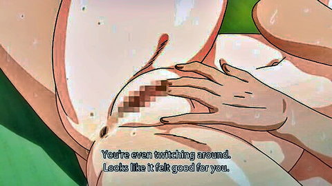 Hentai girl with big ass gets her wet pussy fingered by hand while twitching in pleasure
