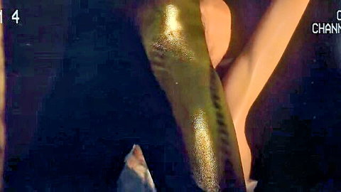 Hentai babe's huge bare tits groped by shiny green scaly monster arm