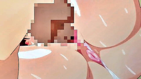 Hentai girl with huge breasts in explicit censored closeup
