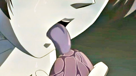 Hentai anime bride with extended tongue licking purple tentacle