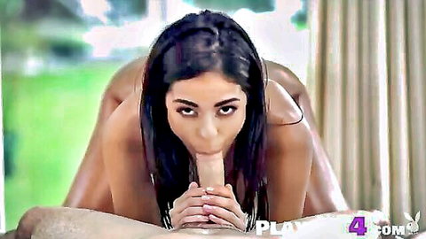 Naughty Latina MILF passionately sucking cock in intimate scene