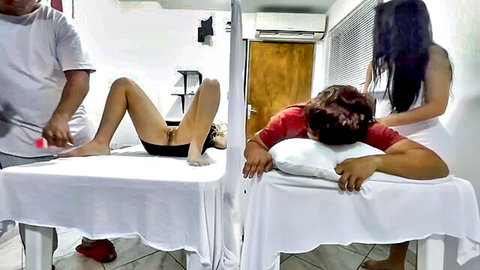 Perverted doctor exposes wife during couples massage in NTR JAV scene