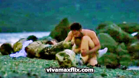 Dramatic beach embrace of nude Filipino couple in Vivamax scene