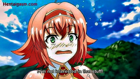 Blushing redhead anime girl Colette surprised in hentai outfit, Renseijutsushi Colette 2