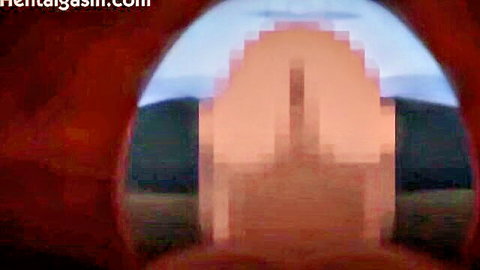 Pixelated hentai scene from Tsugunai 3 with explicit arched orifice view