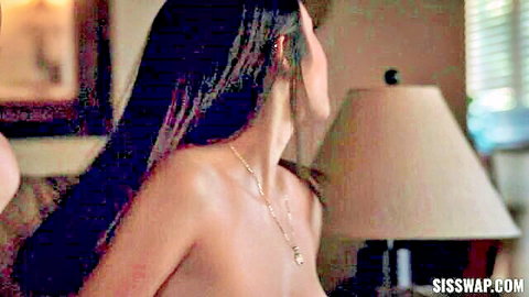 Topless Amber Summer in seductive side pose from Haunted House of Swap