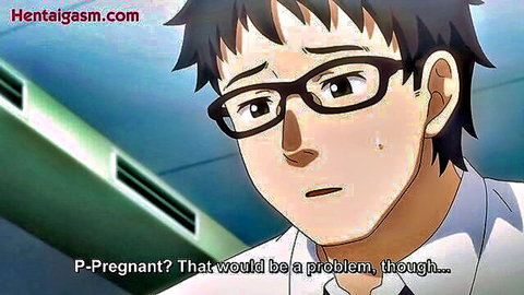 Hentai thumbnail: Shocked glasses-wearing anime guy reacts to pregnancy in Enjo Kouhai 5