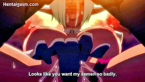 Busty blonde elf warrior with huge tits begging for cum in intense hentai scene