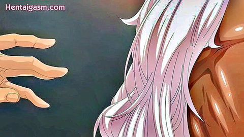 Hentai girl ahegao face with tongue out as hand slaps her cheek in ecstasy