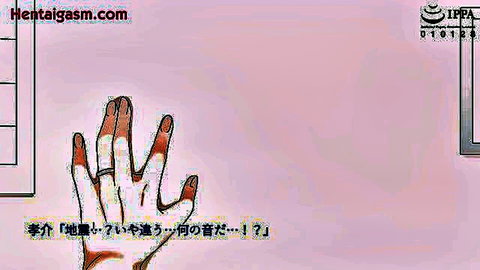Hentai promo with married woman's hand spreading red-nailed fingers teasing pussy on pink background