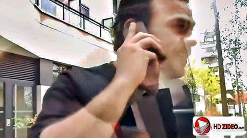 Anna Polina with colleague in outdoor phone call scene, HD 1080p adult video