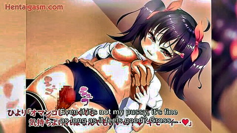 Anime hentai girl with big tits teases burger in panties, brat temptation