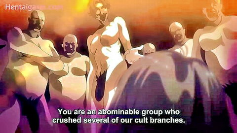 Hentai Nightmare X 2: Nude anime girl surrounded by men in cult gangbang scene