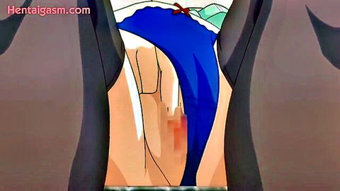 Hentai anime girl explicit close-up vaginal penetration with blue ribbon