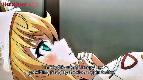 Blonde kitsune fox girl in seductive pose from Hentai Kitsune Musume No Ecchi Na Oyado 2