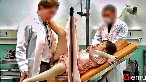 Young Asian girl in pink dress undergoes intimate body check by doctors in JAV medical fetish scene