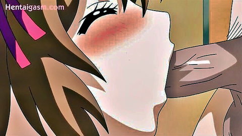 Otome Hime uncensored hentai girl passionately sucking thick cock close-up