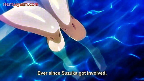 Hentai Suzuka wet legs spread in pool, explicit crotch view from Bonyuu-Chan Wa Dashitai