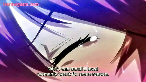 Seductive anime girl with purple hair sniffing lewd scent in Joshi Luck 5 hentai