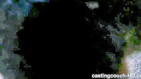 Big tits casting couch babe posing nude in dark pixelated audition scene
