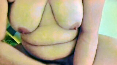 Curvy BBW amateur topless in bathroom, teasing with big natural tits