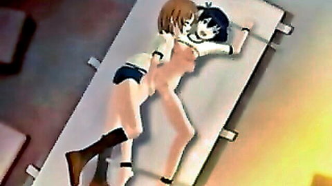 Hentai anime schoolgirls exposing small tits and fingering wet pussies on exam table