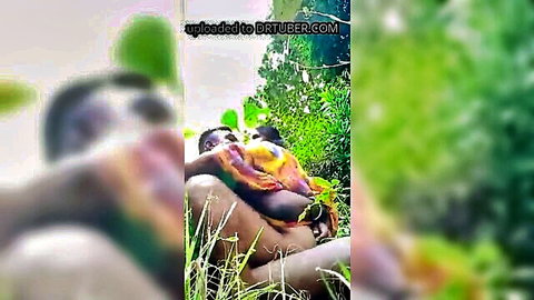 Indian woman in saree getting fucked doggy style outdoors with ass exposed by lover