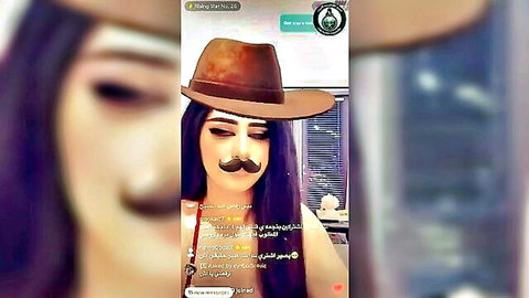 Saudi model Ash in sexy cowboy hat and mustache cosplay tease