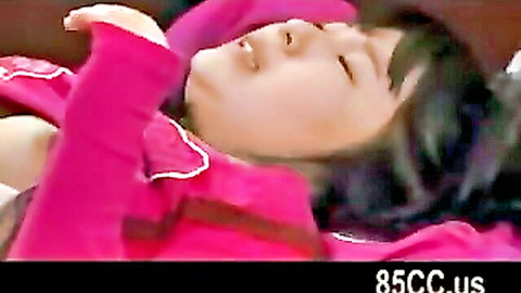 Asian cutie eyes closed mouth open moaning in ecstasy wearing pink jacket