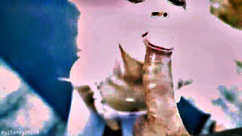 Emo girl with dark hair slurping thick veiny cock in blurry POV blowjob