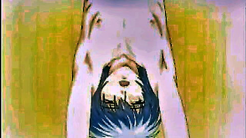 Anime blue-haired boy nude handstand pose in gay hentai scene