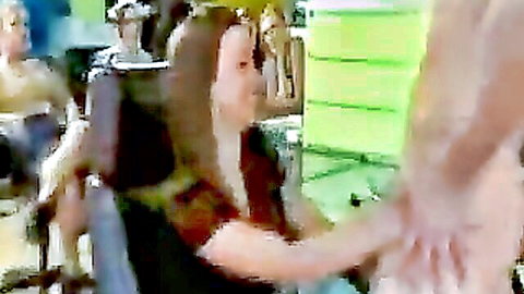 CFNM party girls groping stripper's cock at wild event