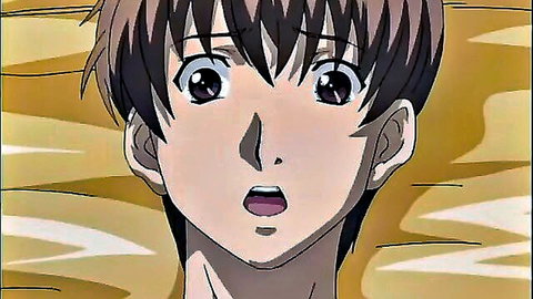 Anime stepson wide-eyed surprise in hentai stepmom lesson
