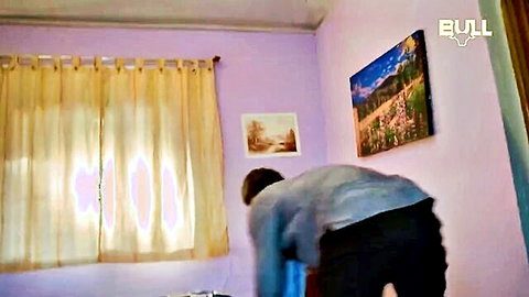 Indian woman bending over in bedroom, teasing ass view from hot web series