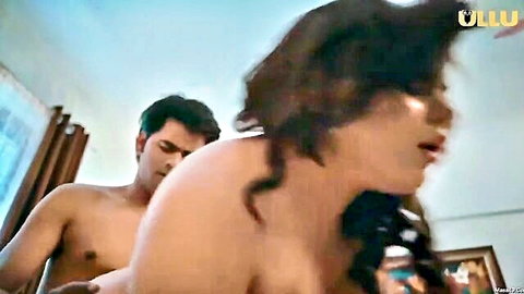Indian couple in intimate doggy style pose, Ullu web series