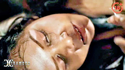 Priya's ecstatic face in intense group bang with three men