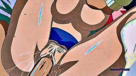 Busty anime girl roughly penetrated by hung stud in hentai scene