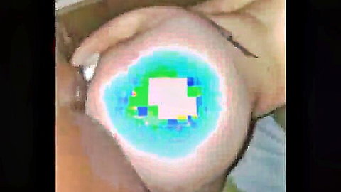 Hand spreading woman's tight pink asshole wide open in extreme closeup with heavy glitch effects